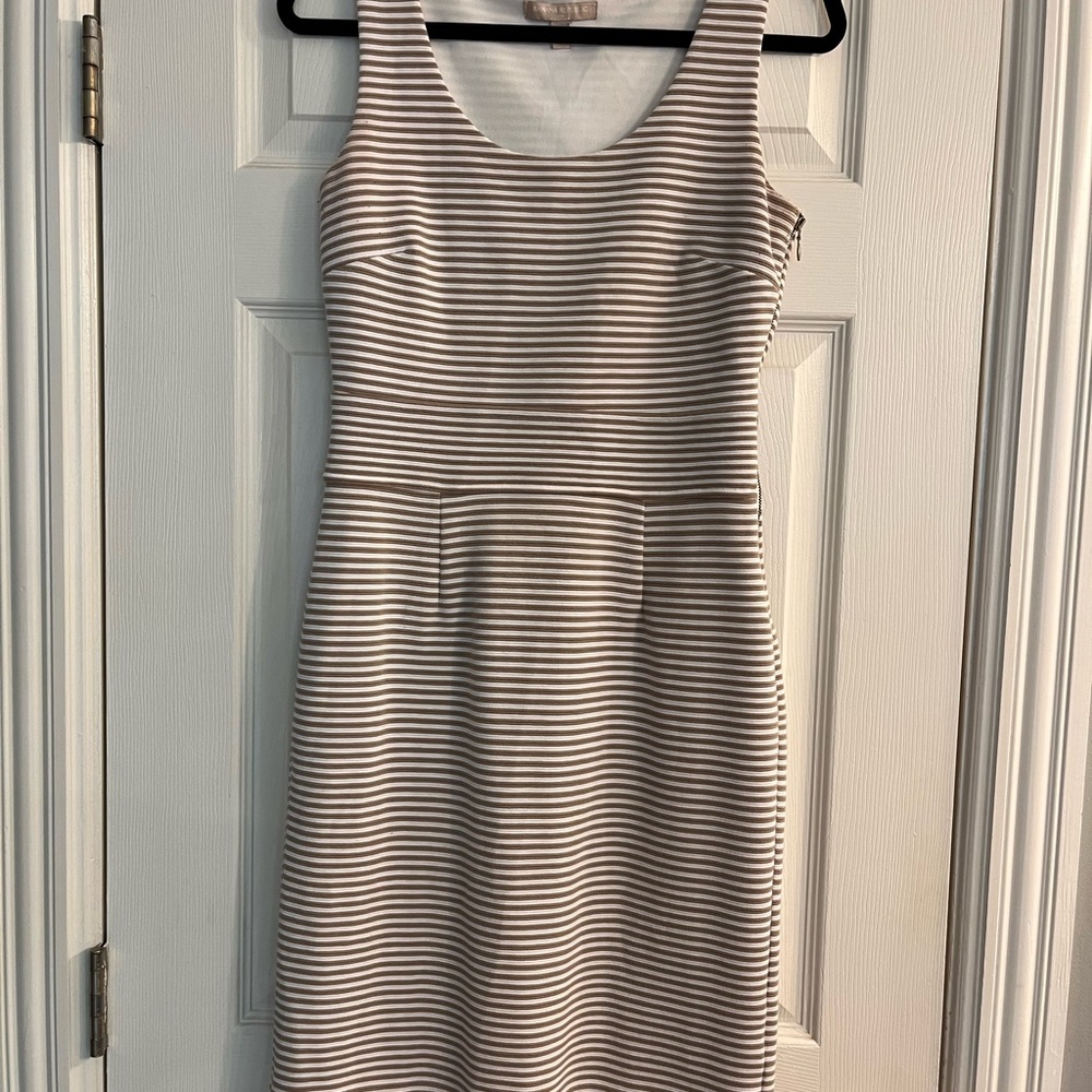 Banana Republic White and Beige Sheath Dress Sleeveless Midi